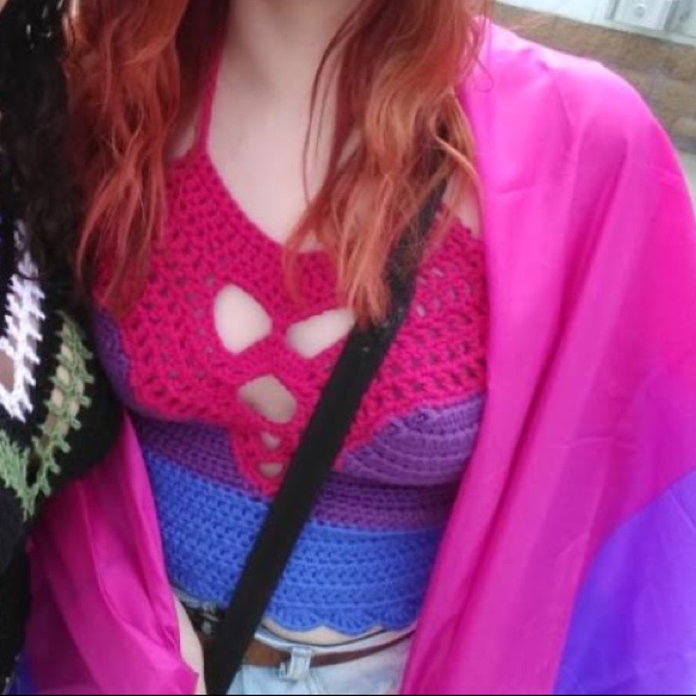 💖💜💙bi pride crochet top